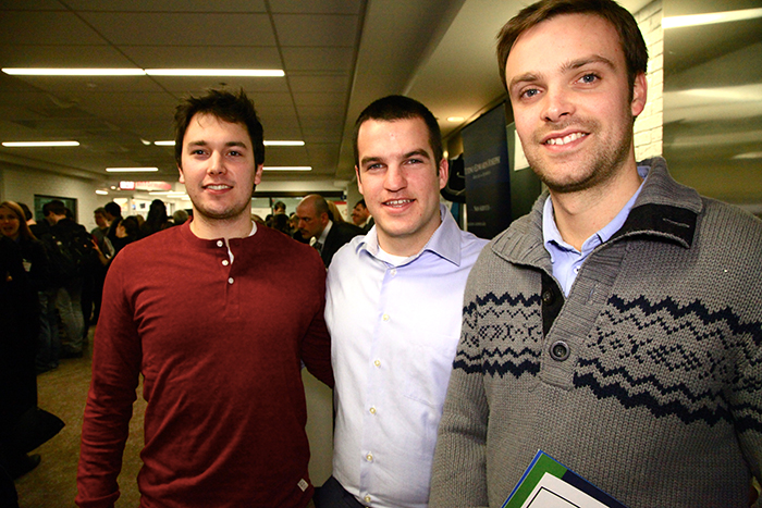 Les étudiants Julien Rheault, Frédéric Durand et Jean-Philippe Gauthier.